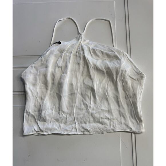 Zara White Draped Slip Tank Top Spaghetti Strap Racerback Size Small - Picture 4 of 5